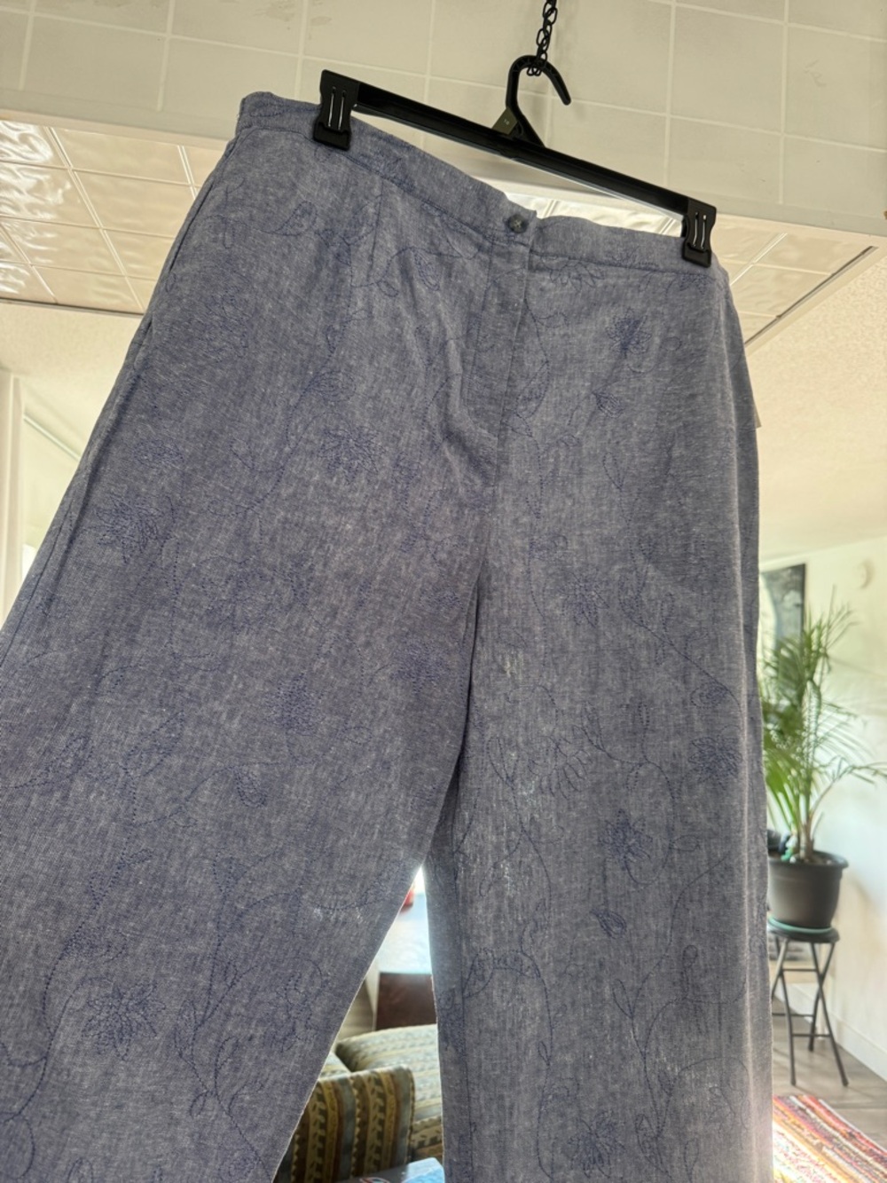 NWT Embroidered Linen Blend Pants XL 18 - Picture 3 of 8